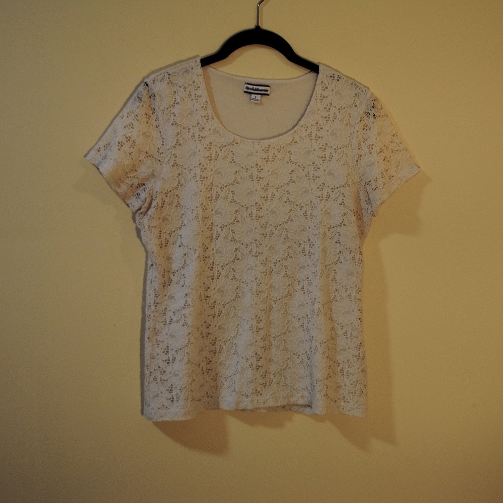 Croft & Barrow Lace short-sleeve top - Size S